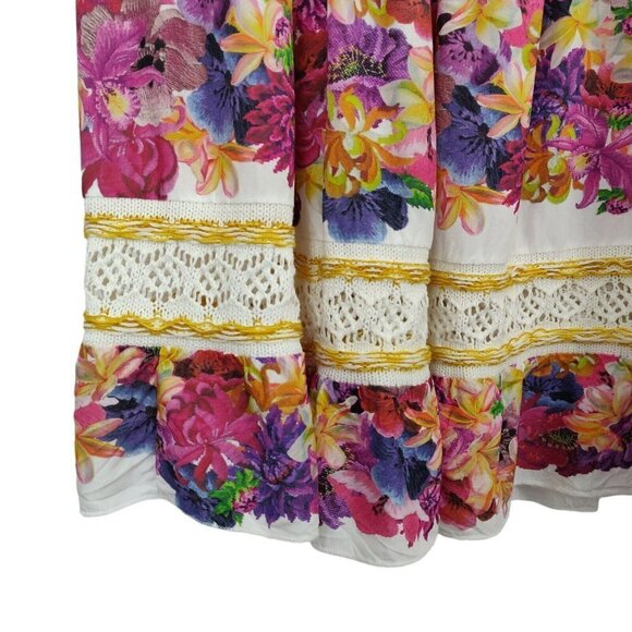 Cecilia Prado Maxi Peasant Skirt Size Small Floral Crochet Tiered Beachy Boho - Picture 6 of 12